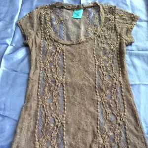 HIP Taupe Lace Top